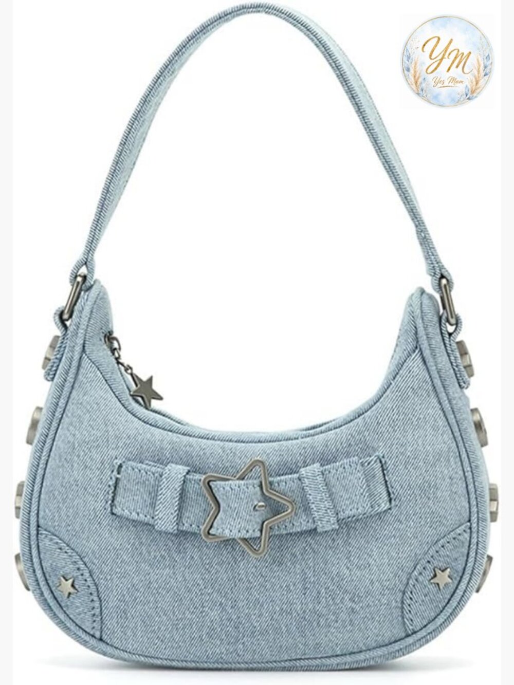 Y2K Star Hobo Shoulder Bag Crossbody Handbag Checkered Crescent Purse